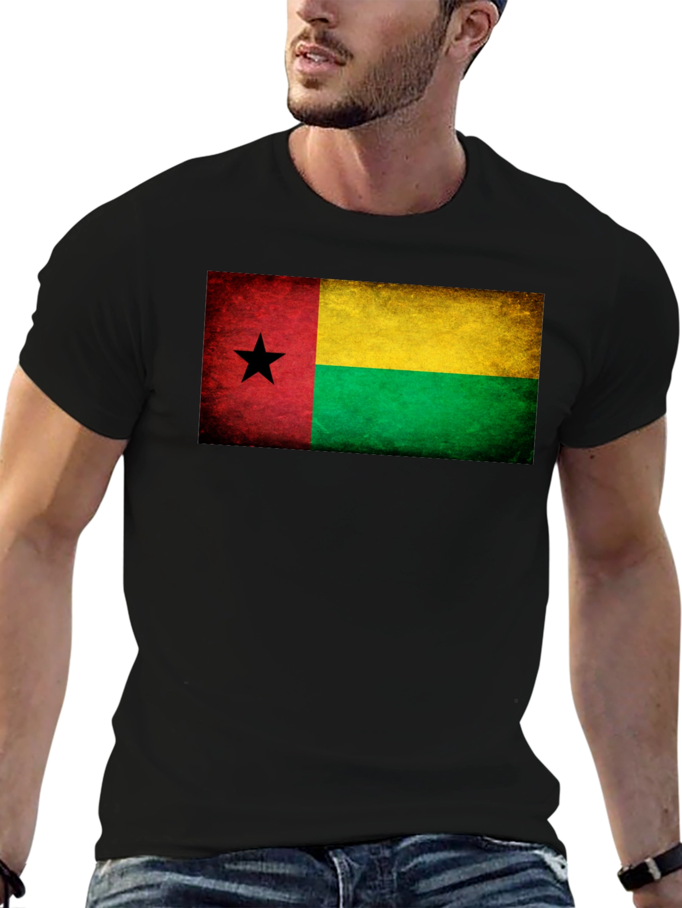 Guinea-Bissau Flag Graphic Tee - Black T-Shirt