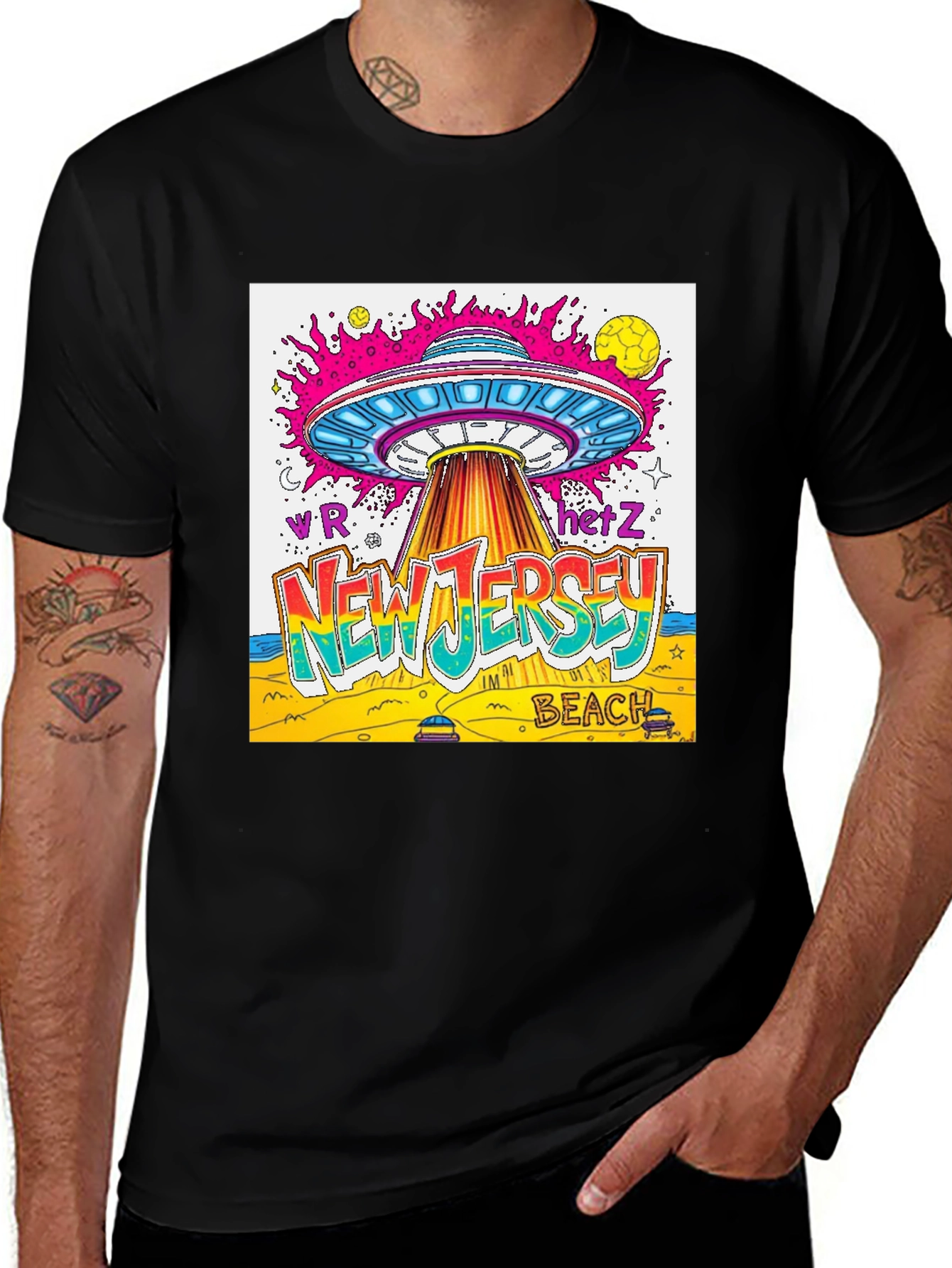 New Jersey Beach UFO Graphic T-Shirt