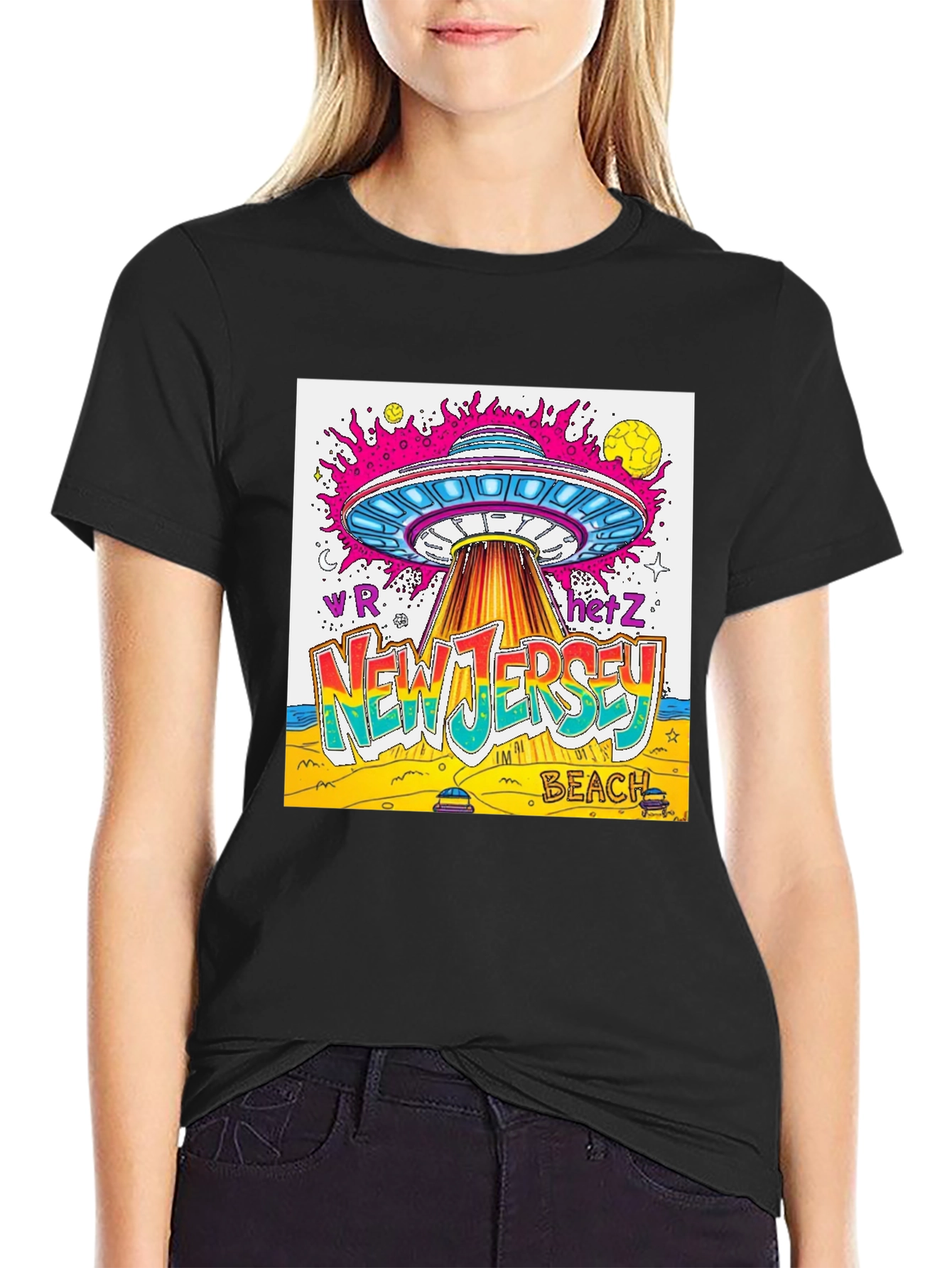 New Jersey Beach UFO Graphic T-Shirt
