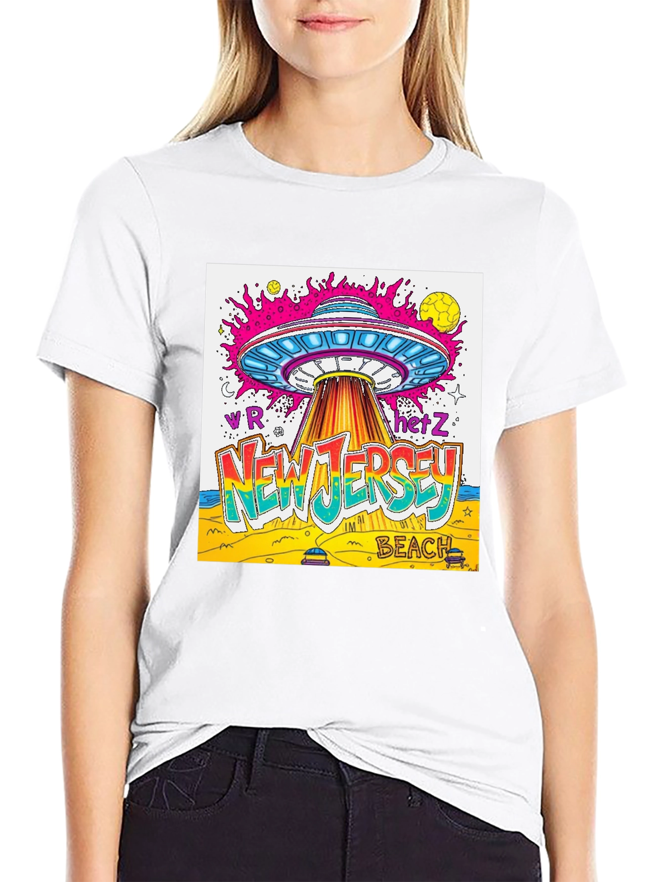 New Jersey Beach UFO Graphic T-Shirt