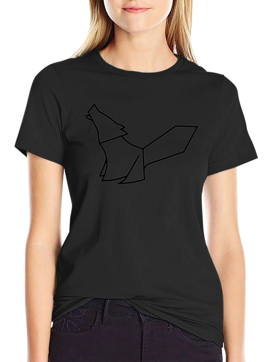 Geometric Wolf Graphic Tee - Modern Minimalist Design