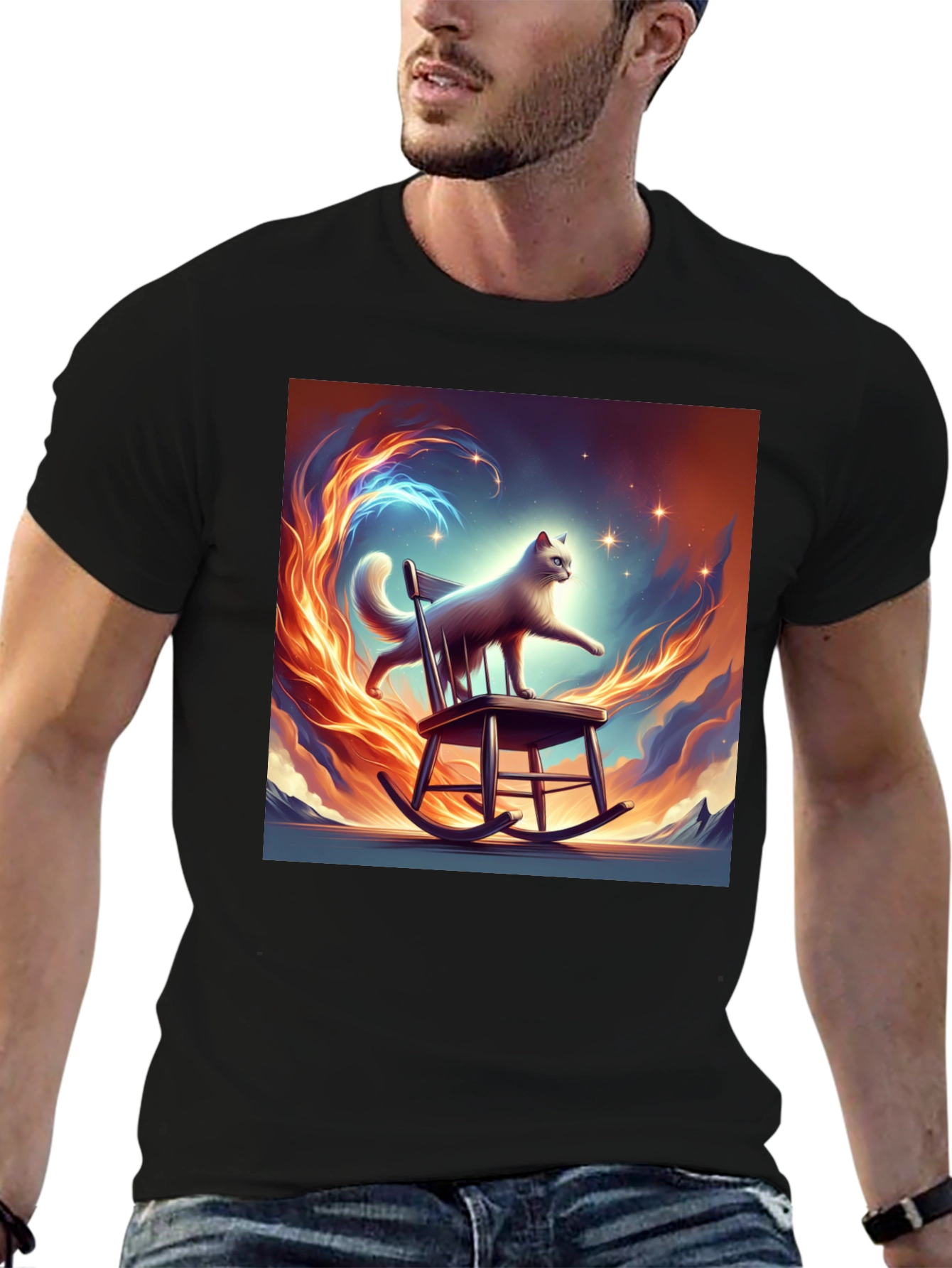 Cat on Rocking Chair Graphic Tee