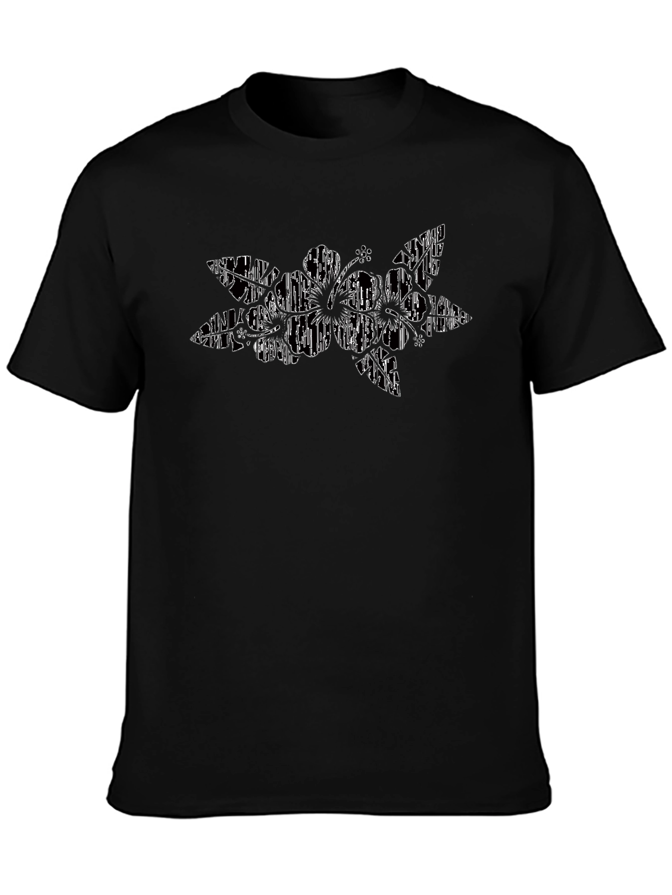 Abstract Floral Graphic Black T-Shirt