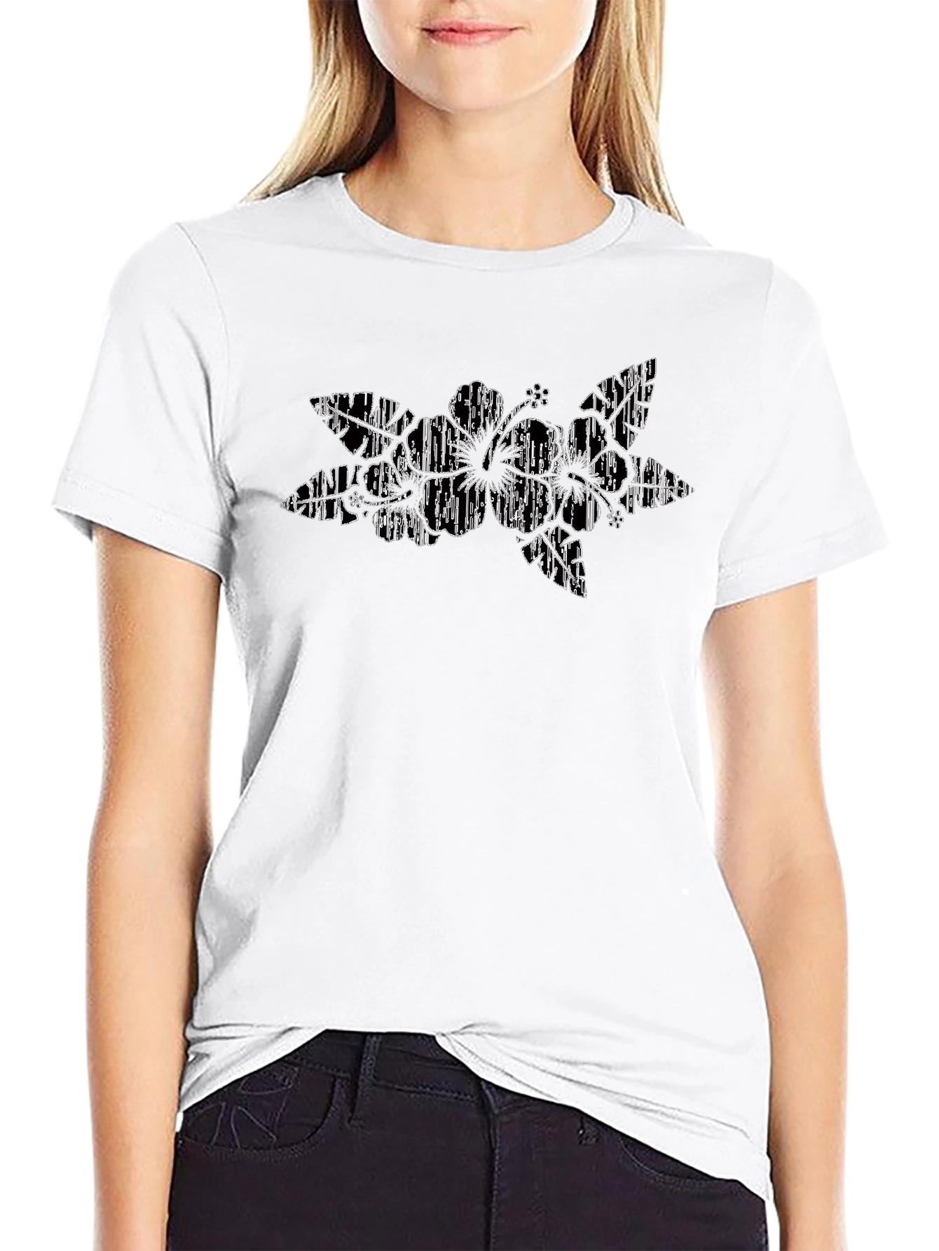 Abstract Floral Graphic Black T-Shirt