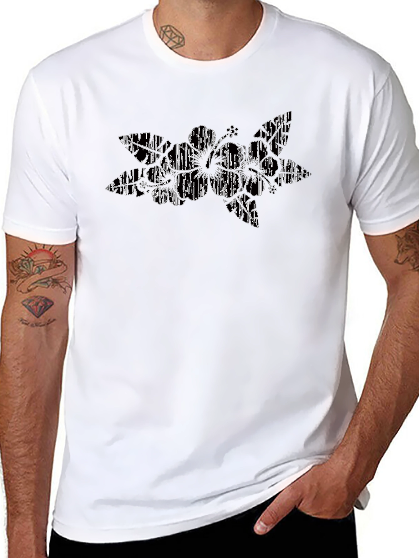 Abstract Floral Graphic Black T-Shirt