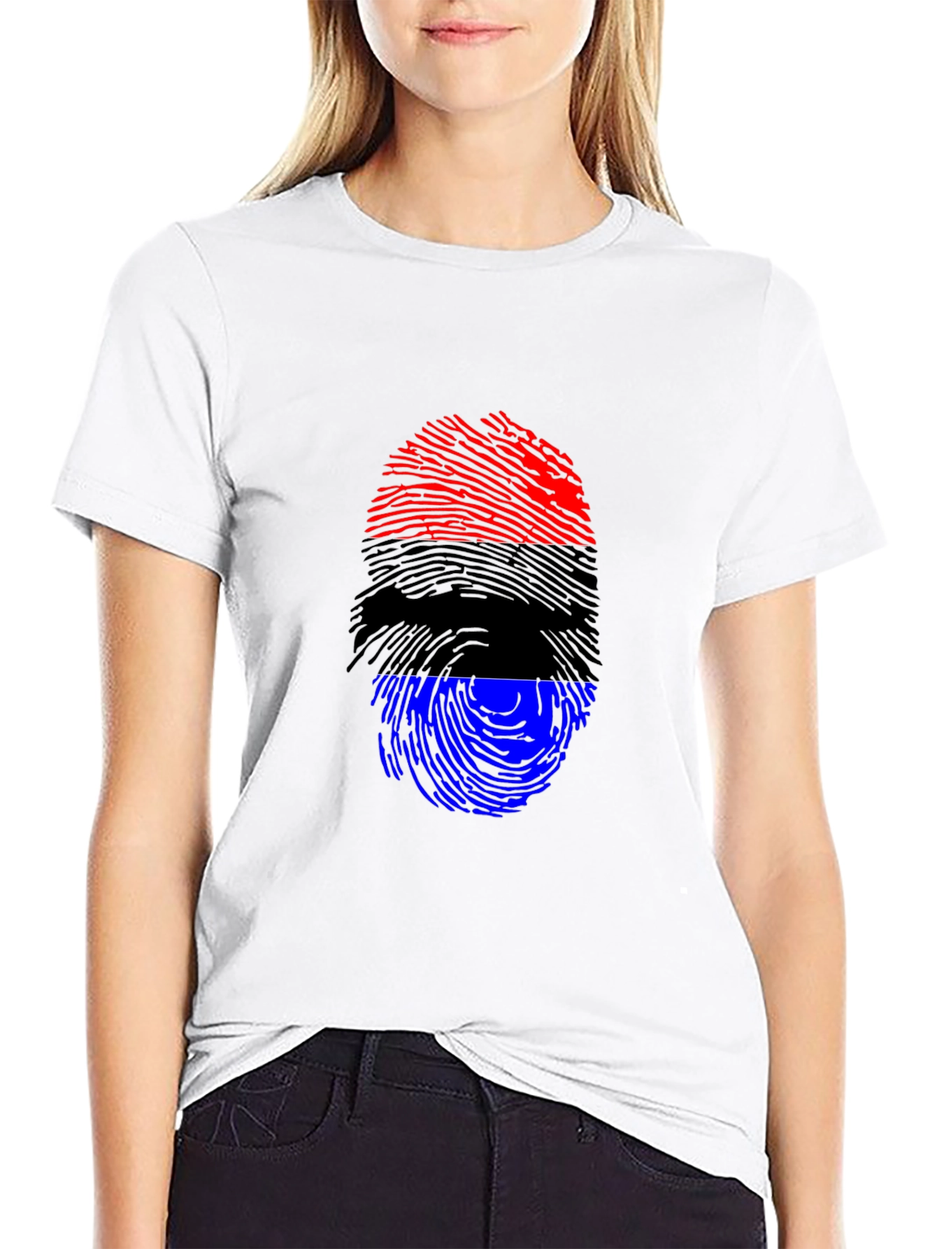 Patriotic Fingerprint T-Shirt - Red Black Blue