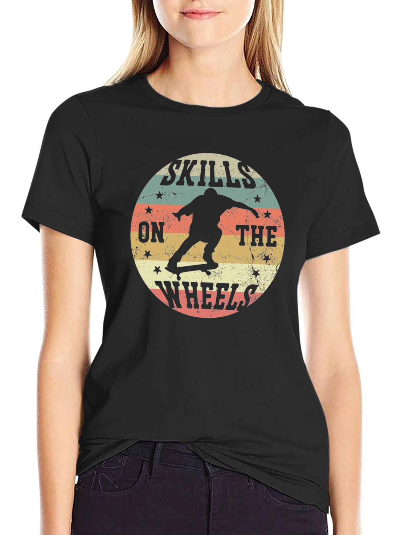 Skills on Wheels Graphic Tee - Retro Skater Style
