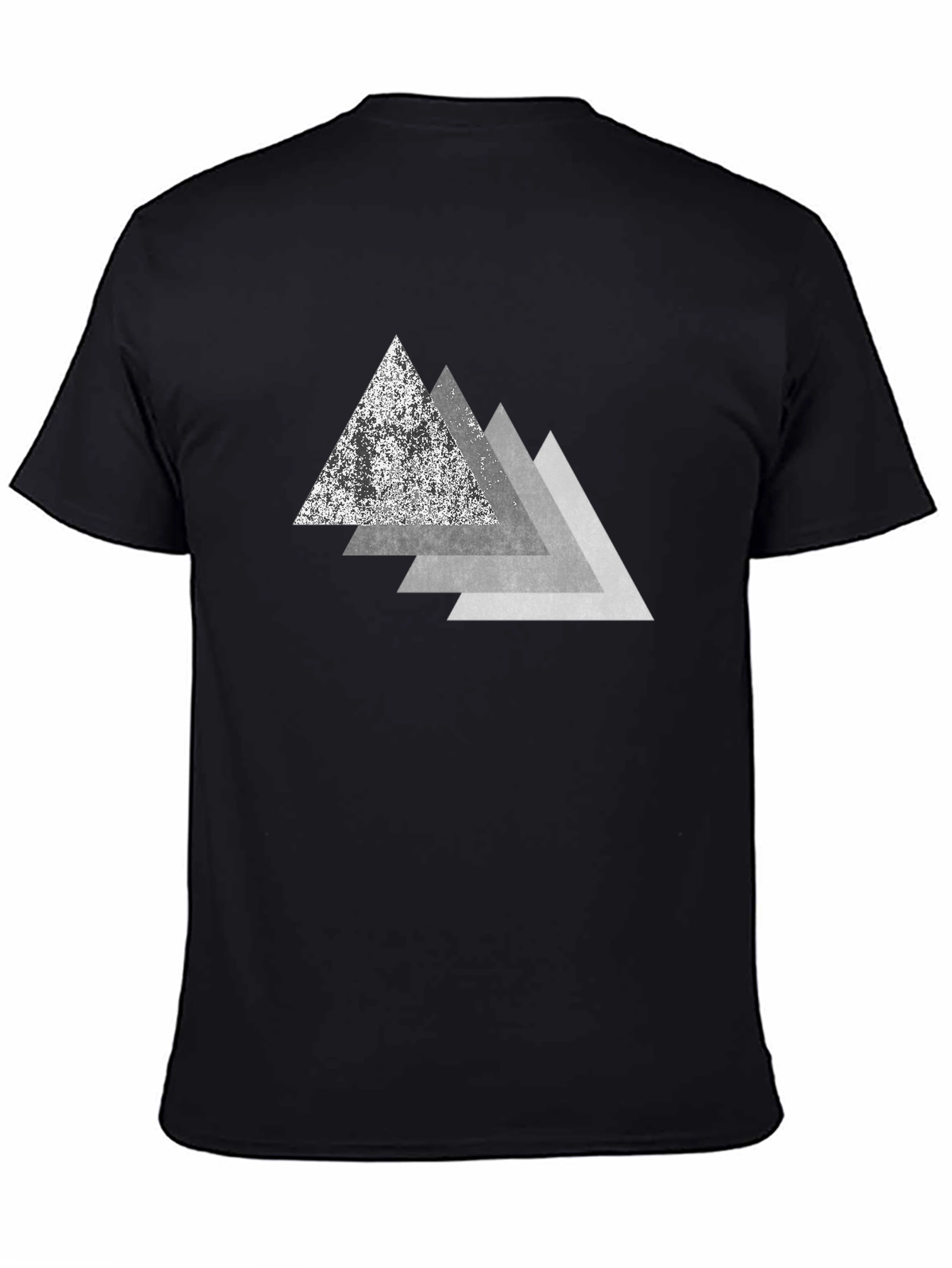 Geometric Triangle Graphic Print Black T-Shirt