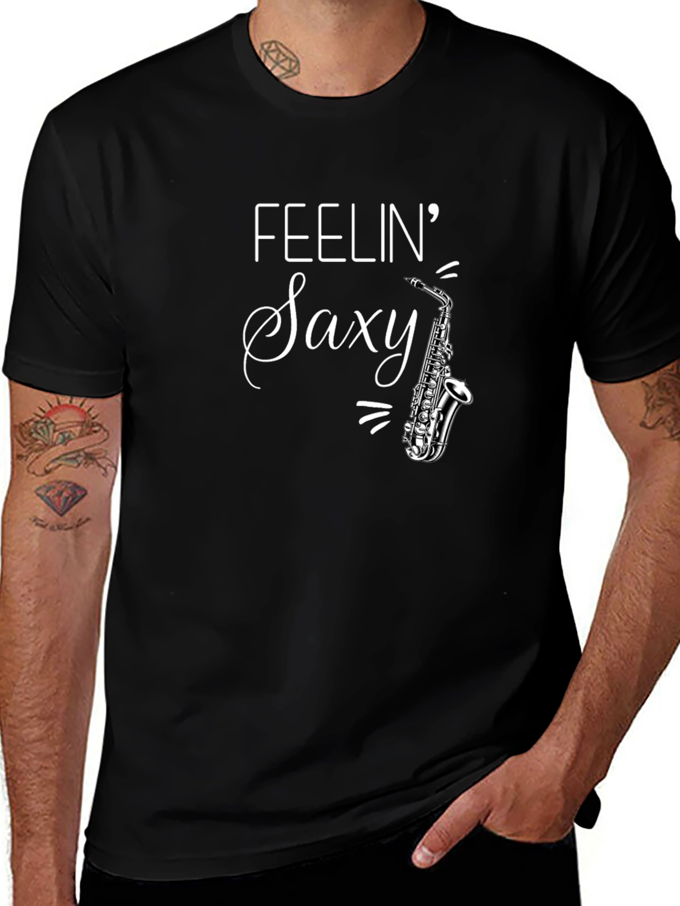 Feelin Saxy T-Shirt - Black Graphic Tee