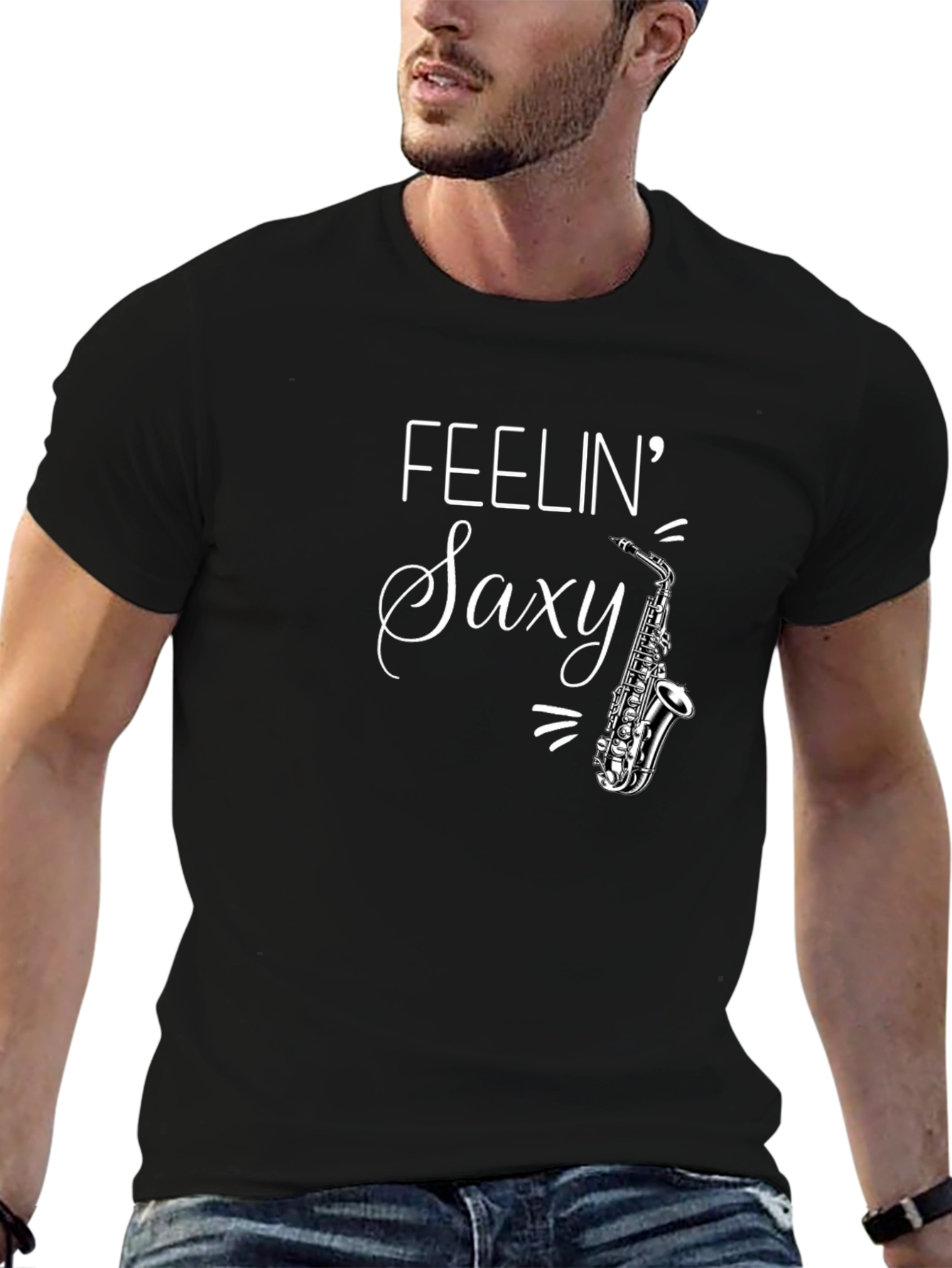 Feelin Saxy T-Shirt - Black Graphic Tee