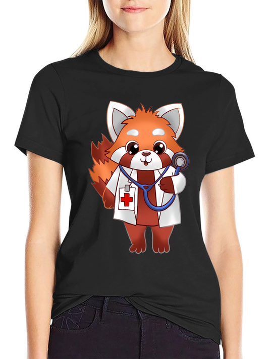 Red Panda Doctor T-Shirt - Cute Cartoon Animal Tee
