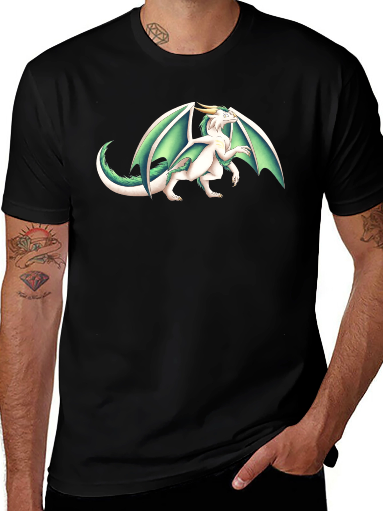 Dragon Graphic Tee - Black Cotton T-Shirt