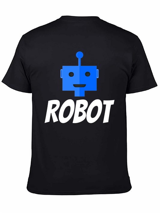 Robot Graphic Tee - Black Cotton T-Shirt