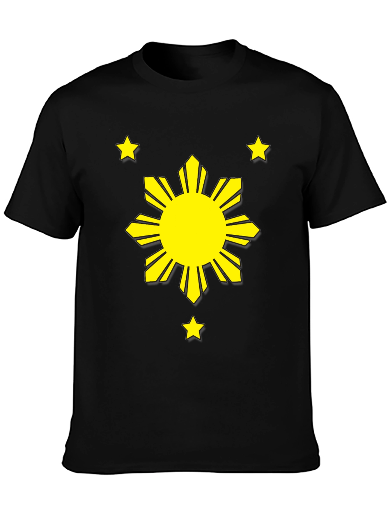 Philippines Flag Sun & Stars Black T-Shirt