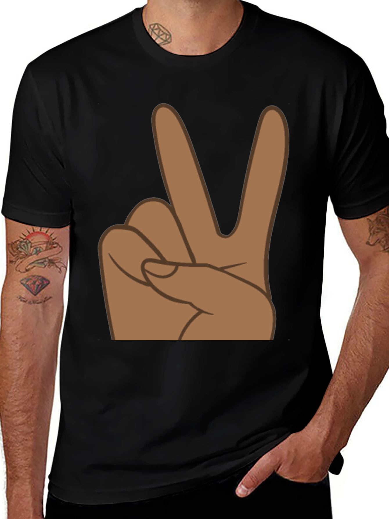 Peace Sign Graphic Tee - Black