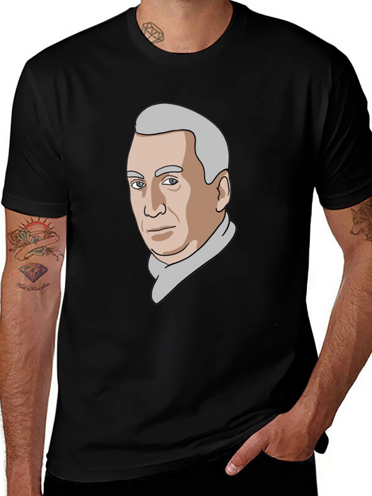 Vintage Portrait Graphic Tee - Black Cotton T-Shirt