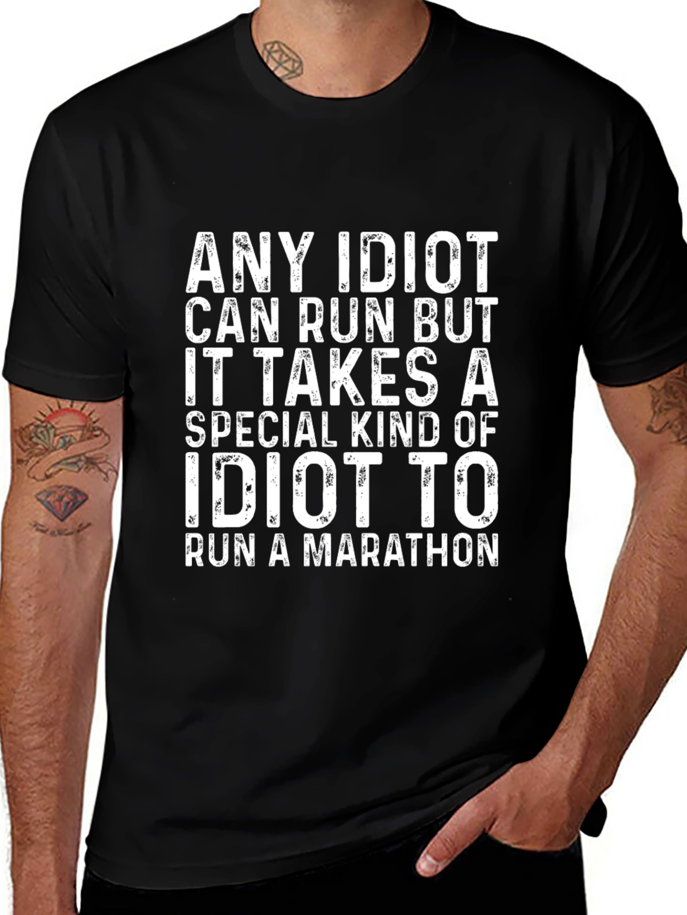 Funny Marathon Runner T-Shirt - Idiot Run