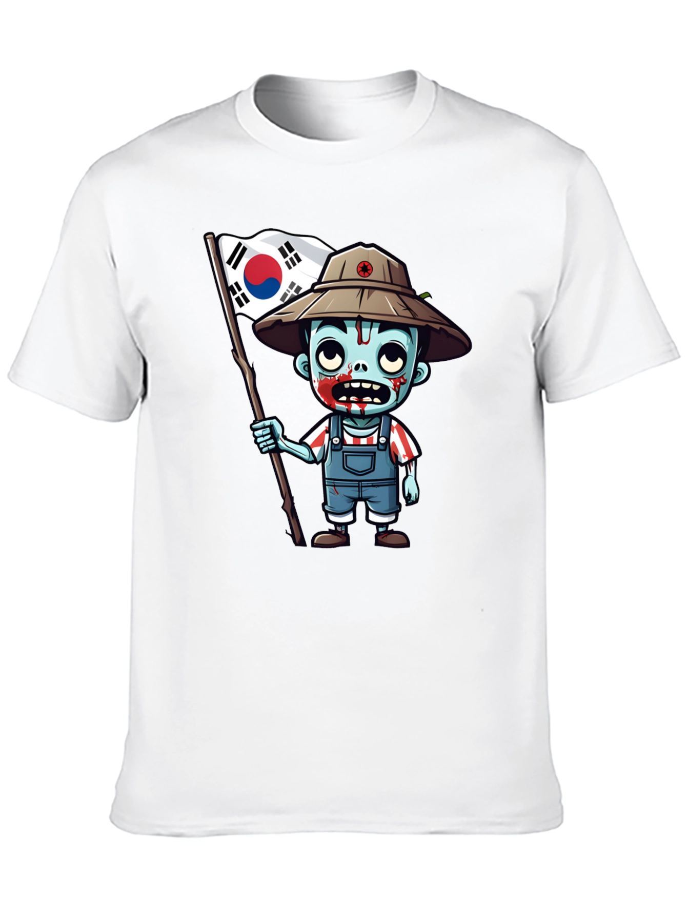 Zombie South Korea Flag Graphic T-Shirt