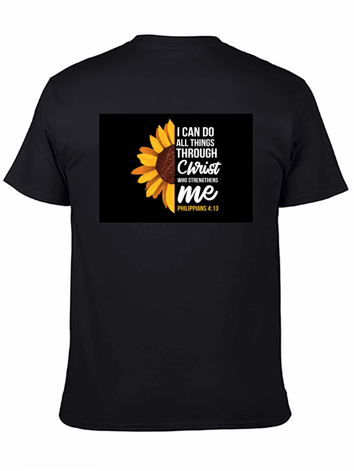 Sunflower Christian Verse Black T-Shirt