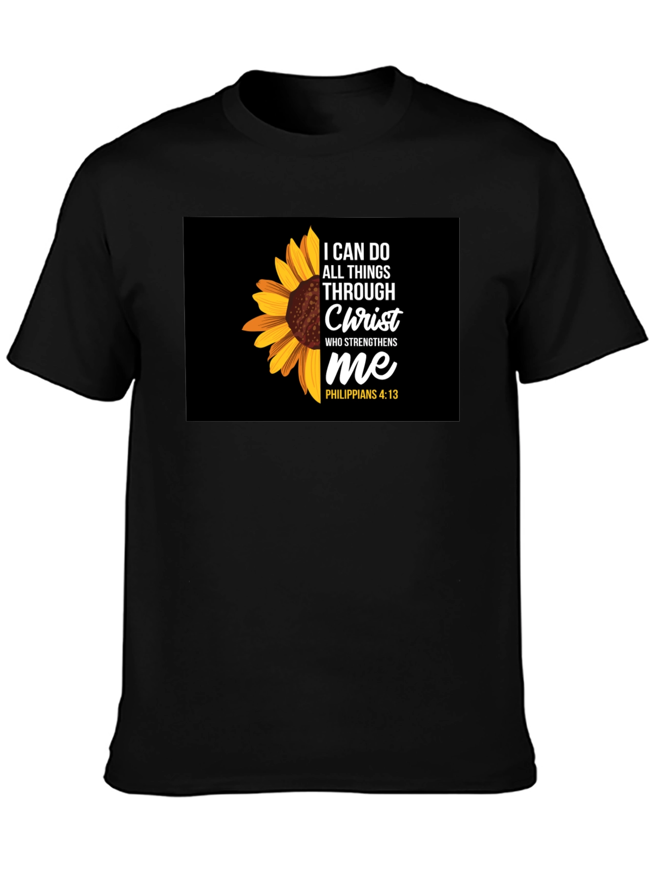 Sunflower Christian Verse Black T-Shirt