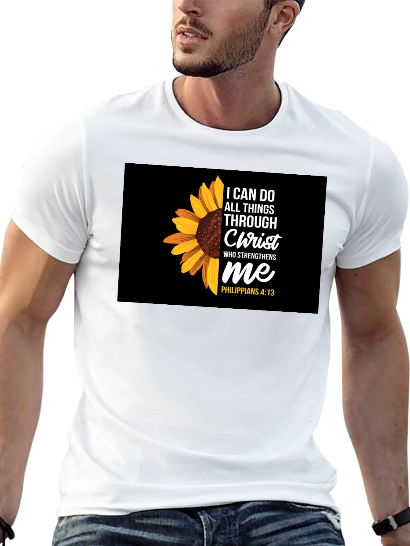 Sunflower Christian Verse Black T-Shirt