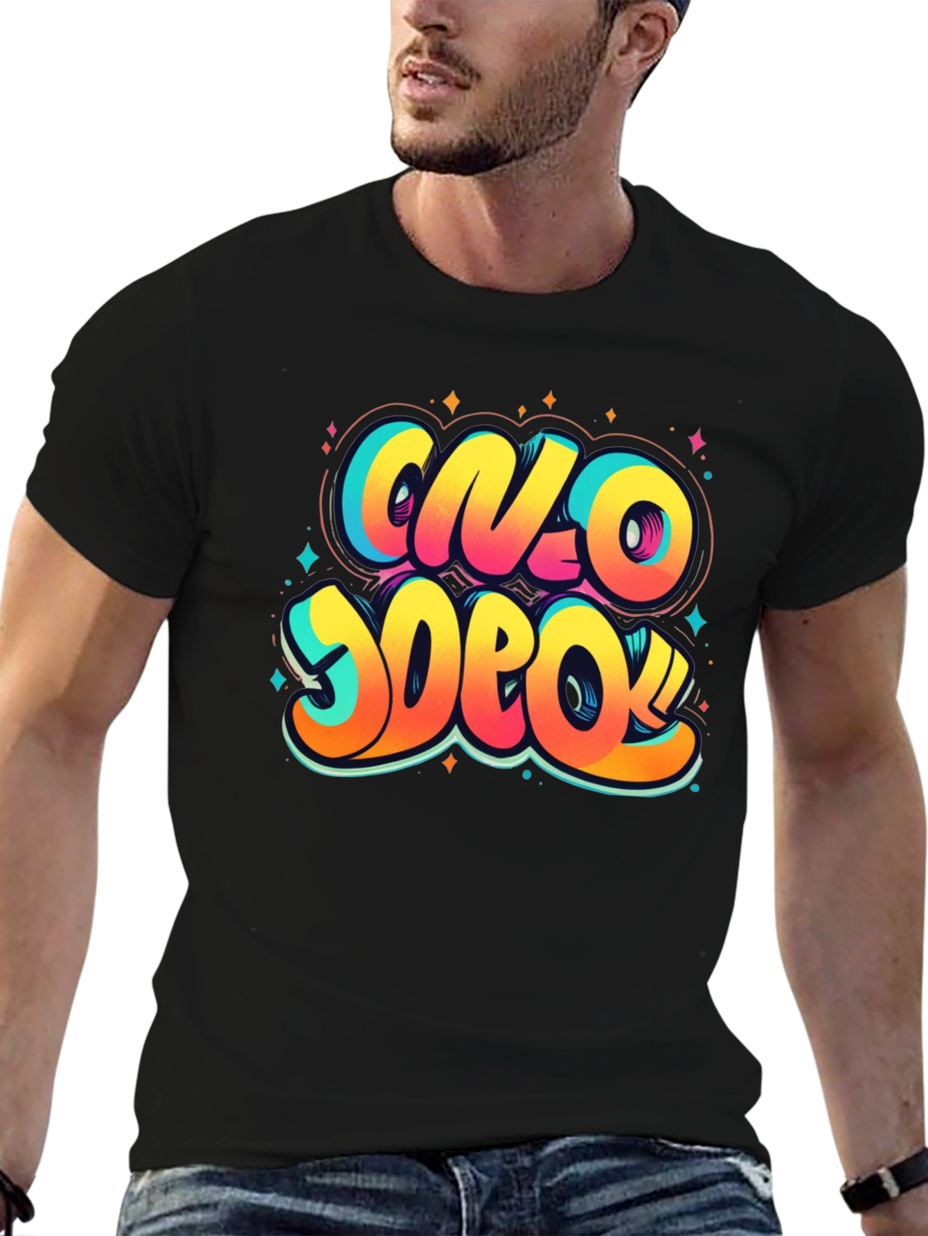 Vibrant Graphic Print Crew Neck T-Shirt