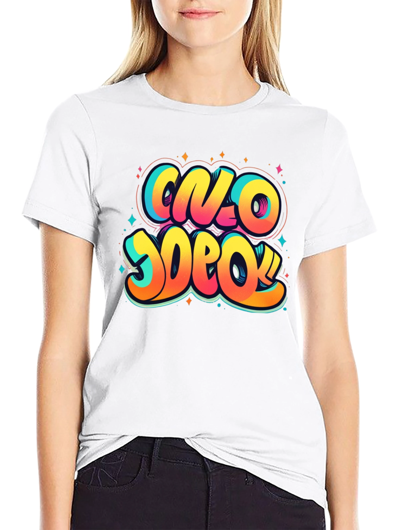 Vibrant Graphic Print Crew Neck T-Shirt