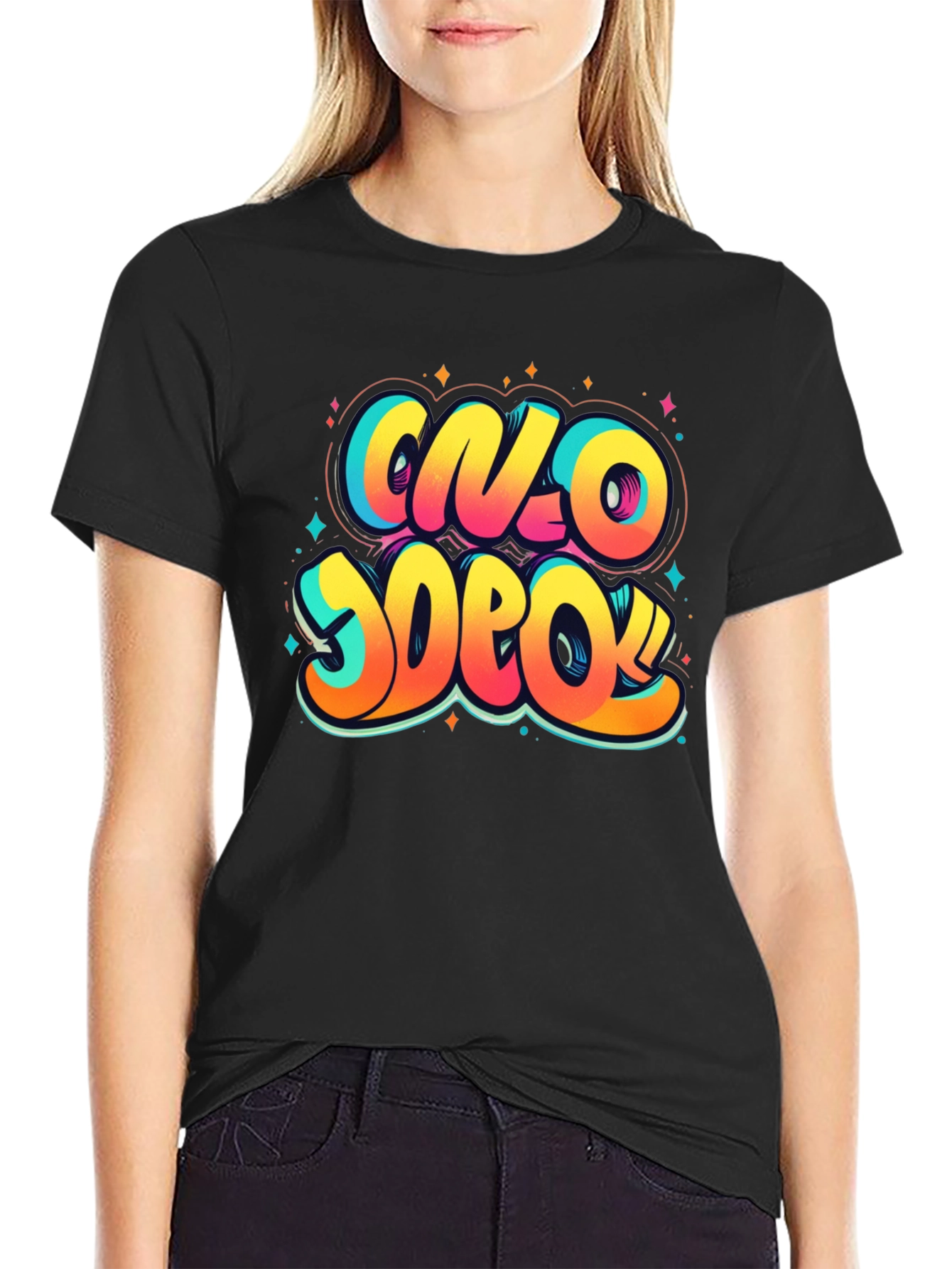 Vibrant Graphic Print Crew Neck T-Shirt