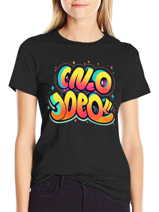 Vibrant Graphic Print Crew Neck T-Shirt