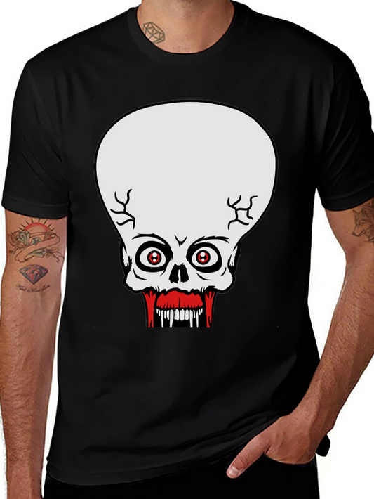 Creepy Skull Graphic Print Black T-Shirt