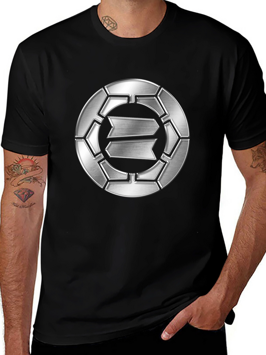 Black T-Shirt with Metallic Emblem