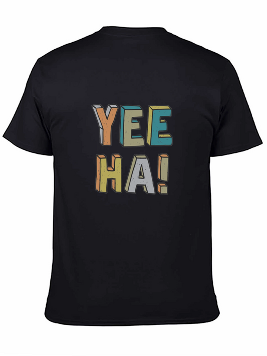 Retro Yee-Haw Graphic Tee - Black Cotton T-Shirt