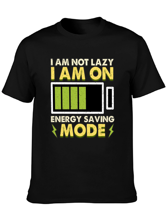 Energy Saving Mode Graphic Tee - Lazy Humor T-Shirt