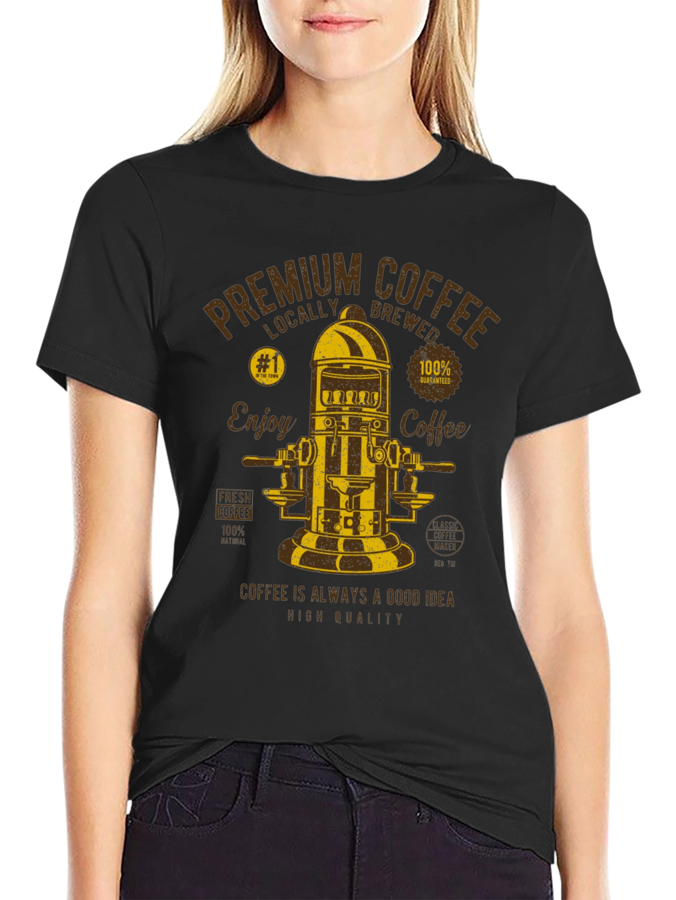 Premium Coffee Graphic T-Shirt - Black