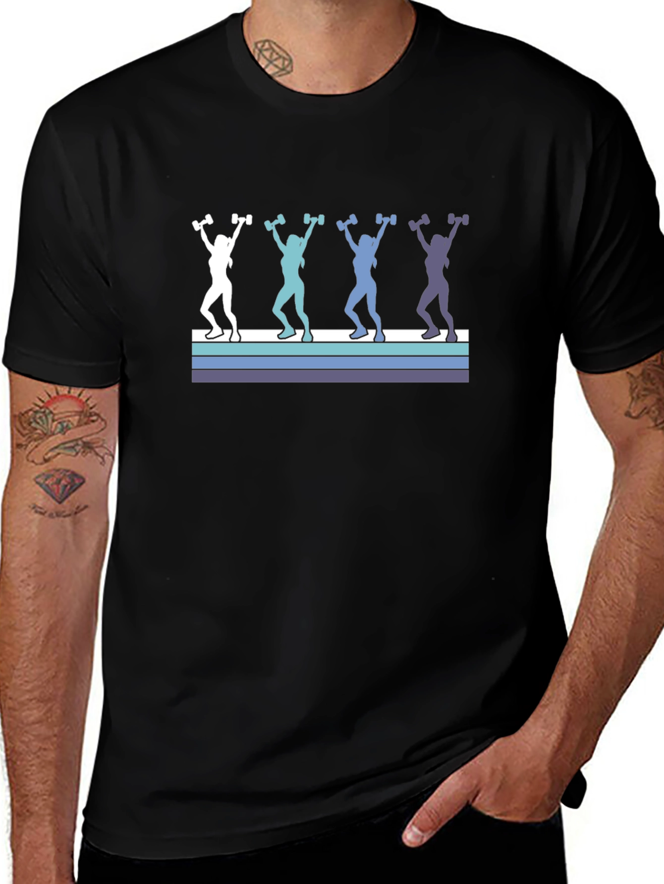 Retro Women Lifting Weights Graphic Tee