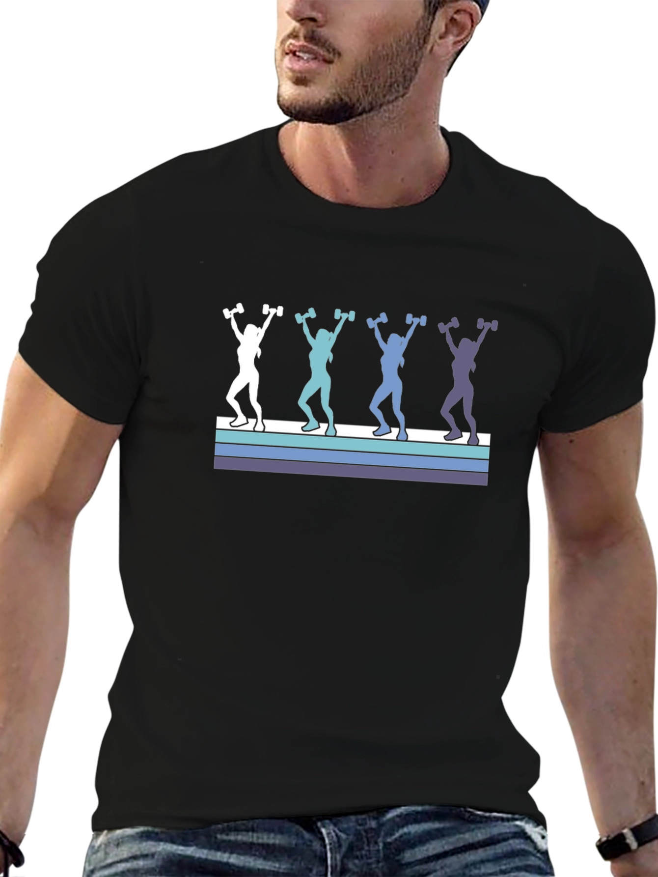 Retro Women Lifting Weights Graphic Tee
