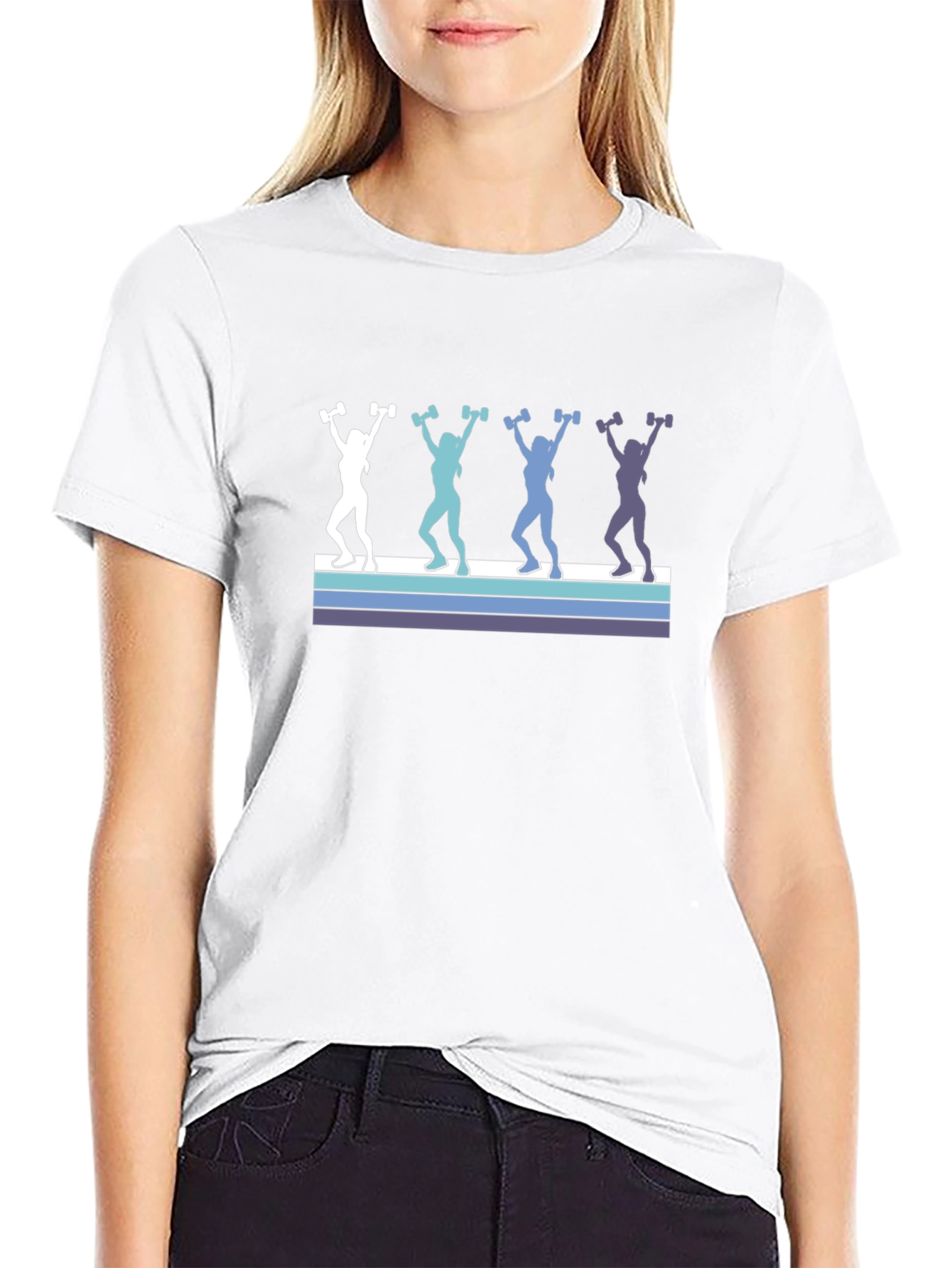 Retro Women Lifting Weights Graphic Tee