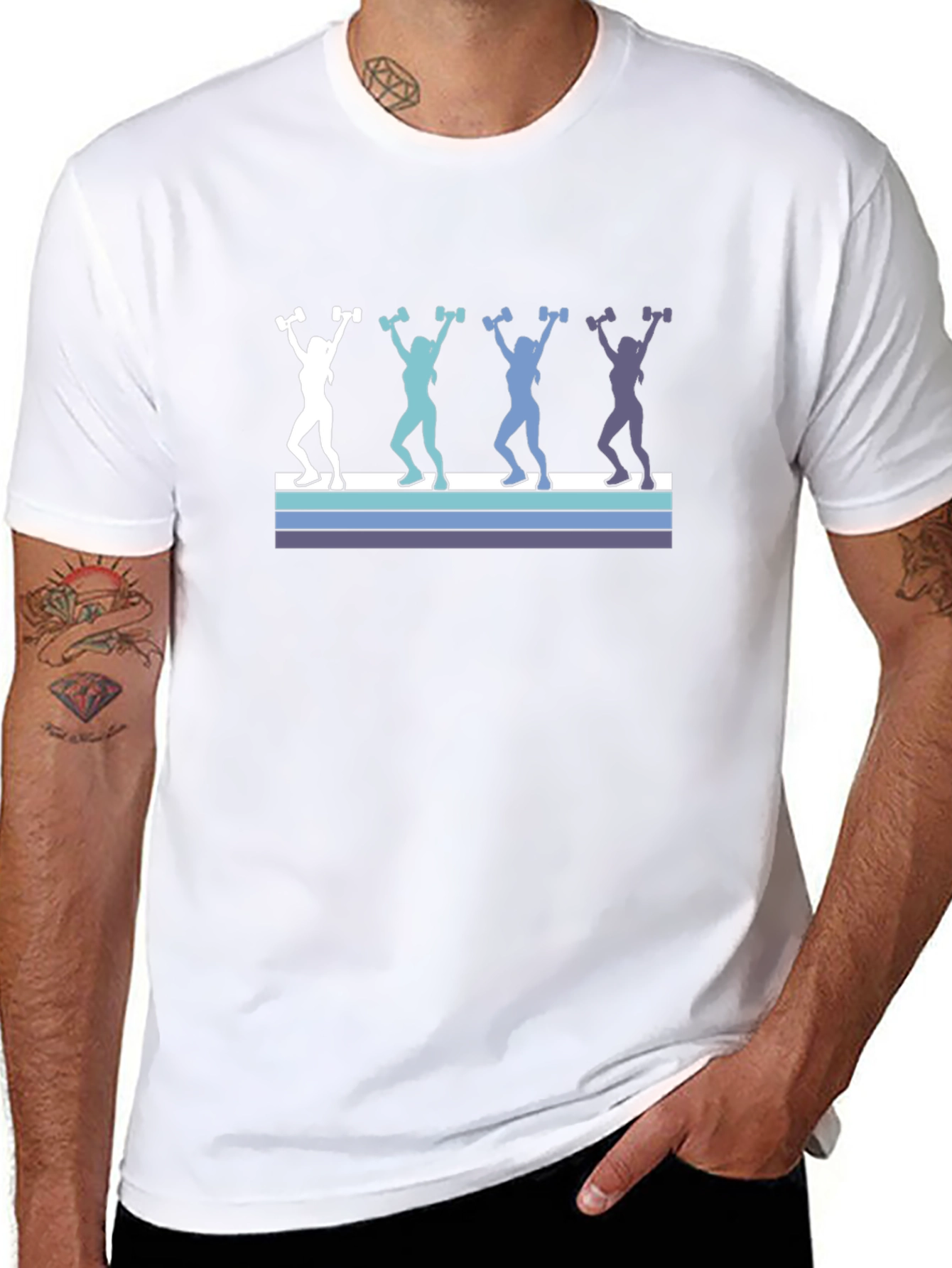 Retro Women Lifting Weights Graphic Tee
