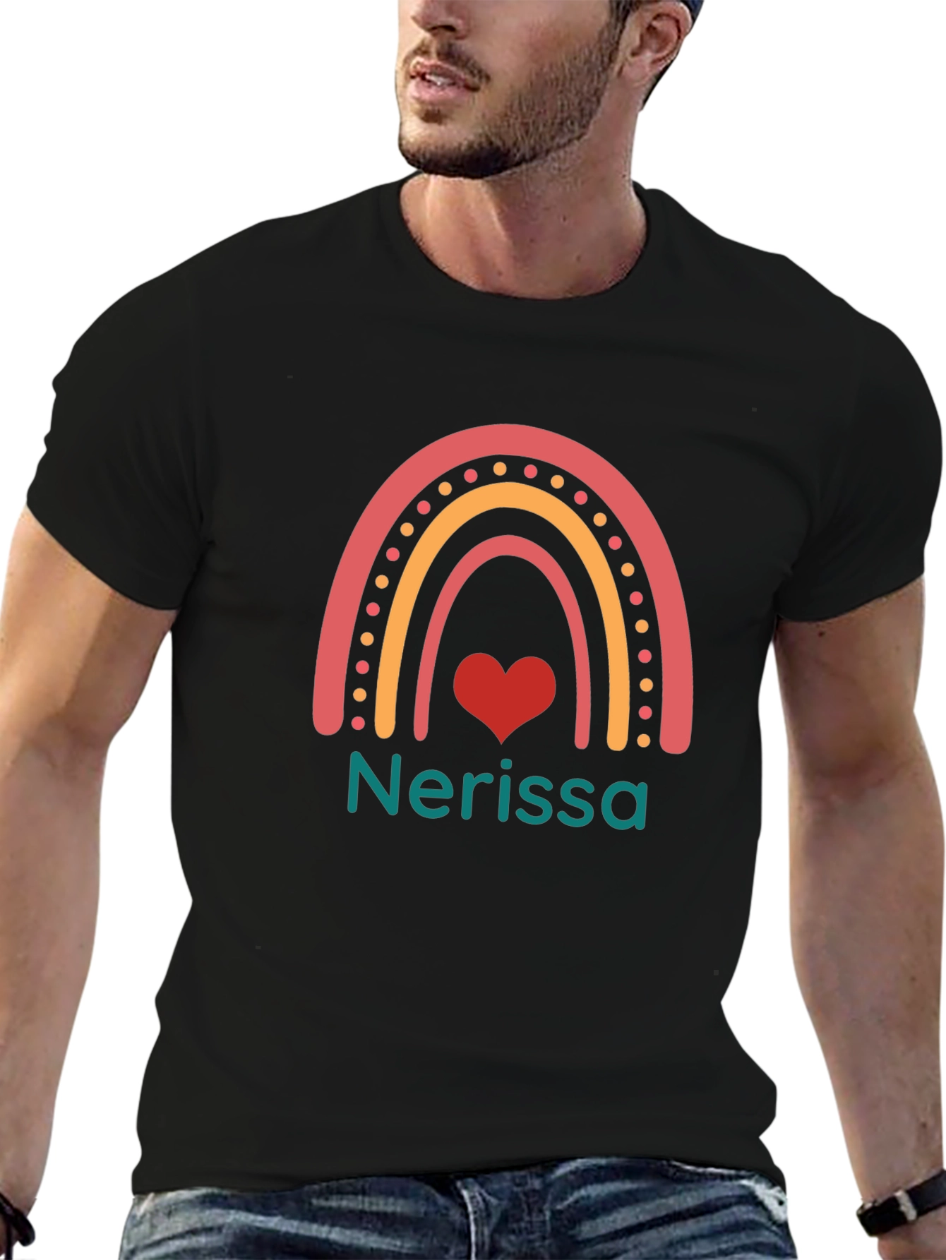 Nerissa Rainbow Heart Custom T-Shirt