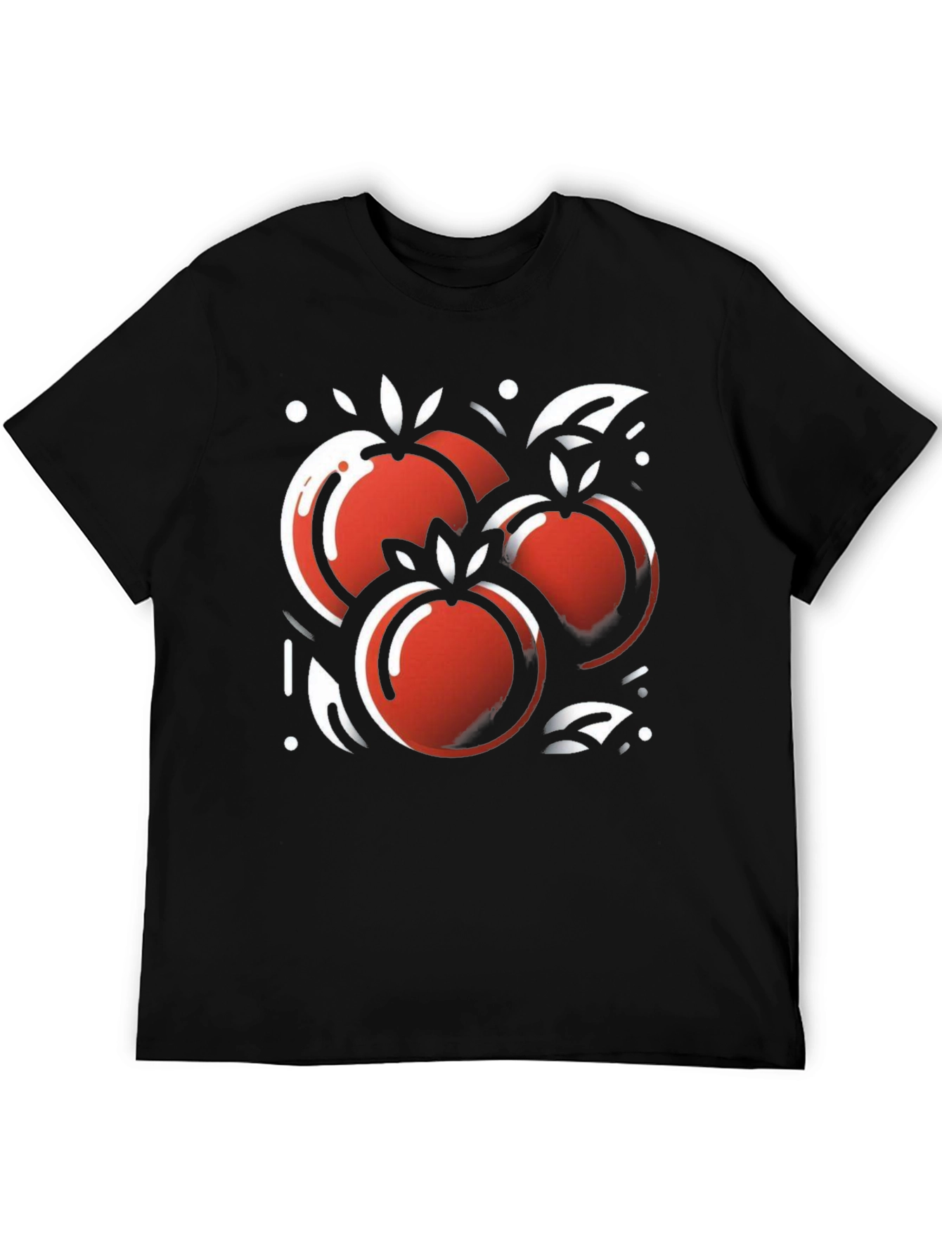 Stylish Black Tee with Artistic Fruit Graphic