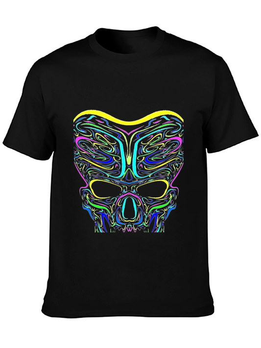 Neon Skull Graphic Black T-Shirt