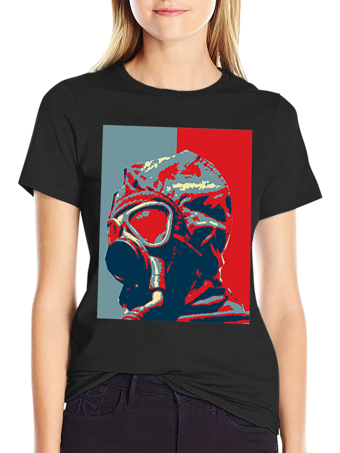 Gas Mask Graphic Print Black T-Shirt