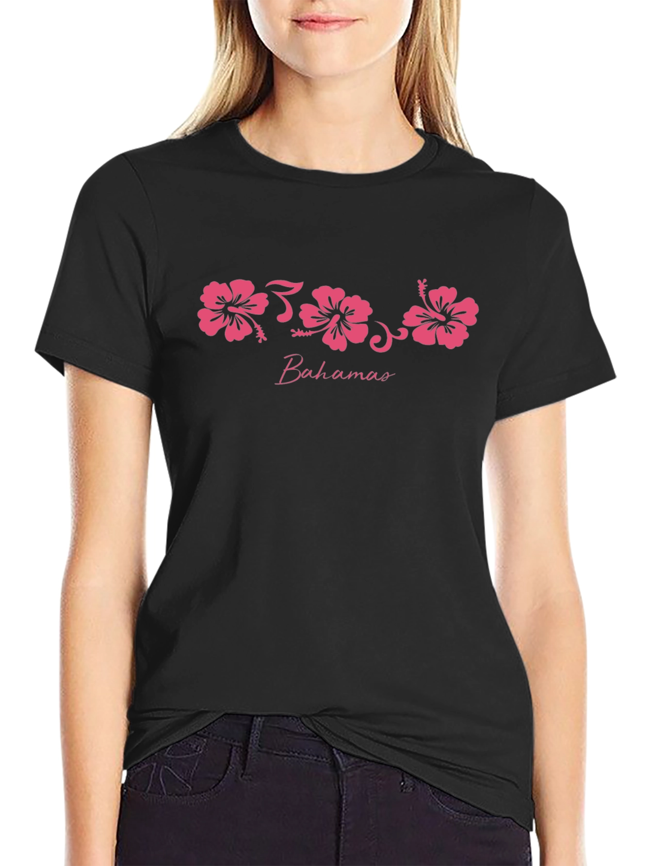 Bahamas Hibiscus Graphic T-Shirt - Tropical Island Style