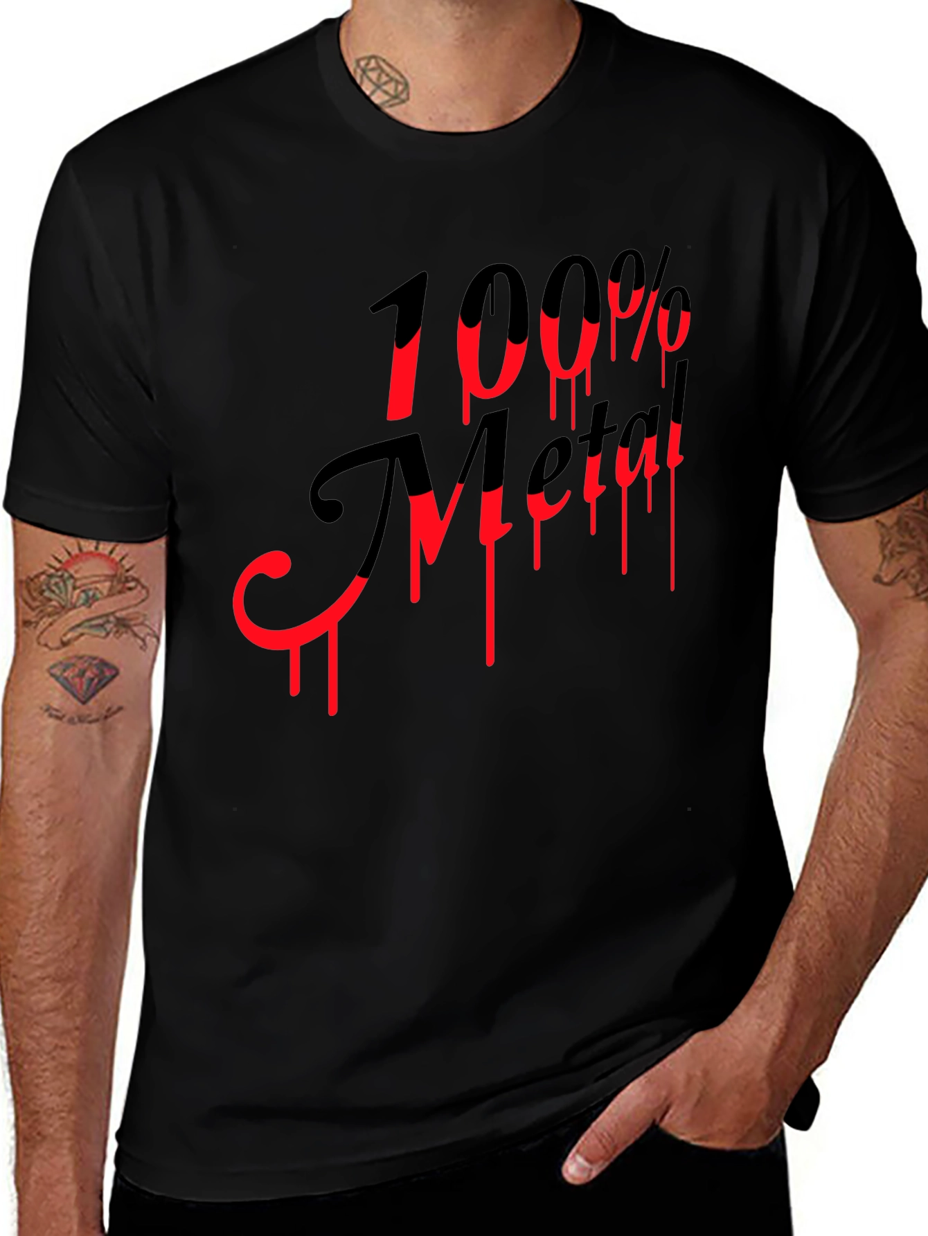 100% Metal Black Graphic T-Shirt - Rock On!