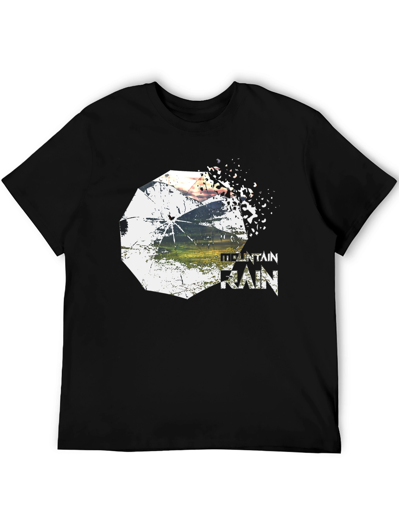 Mountain Rain Graphic Tee - Stylish Black T-Shirt