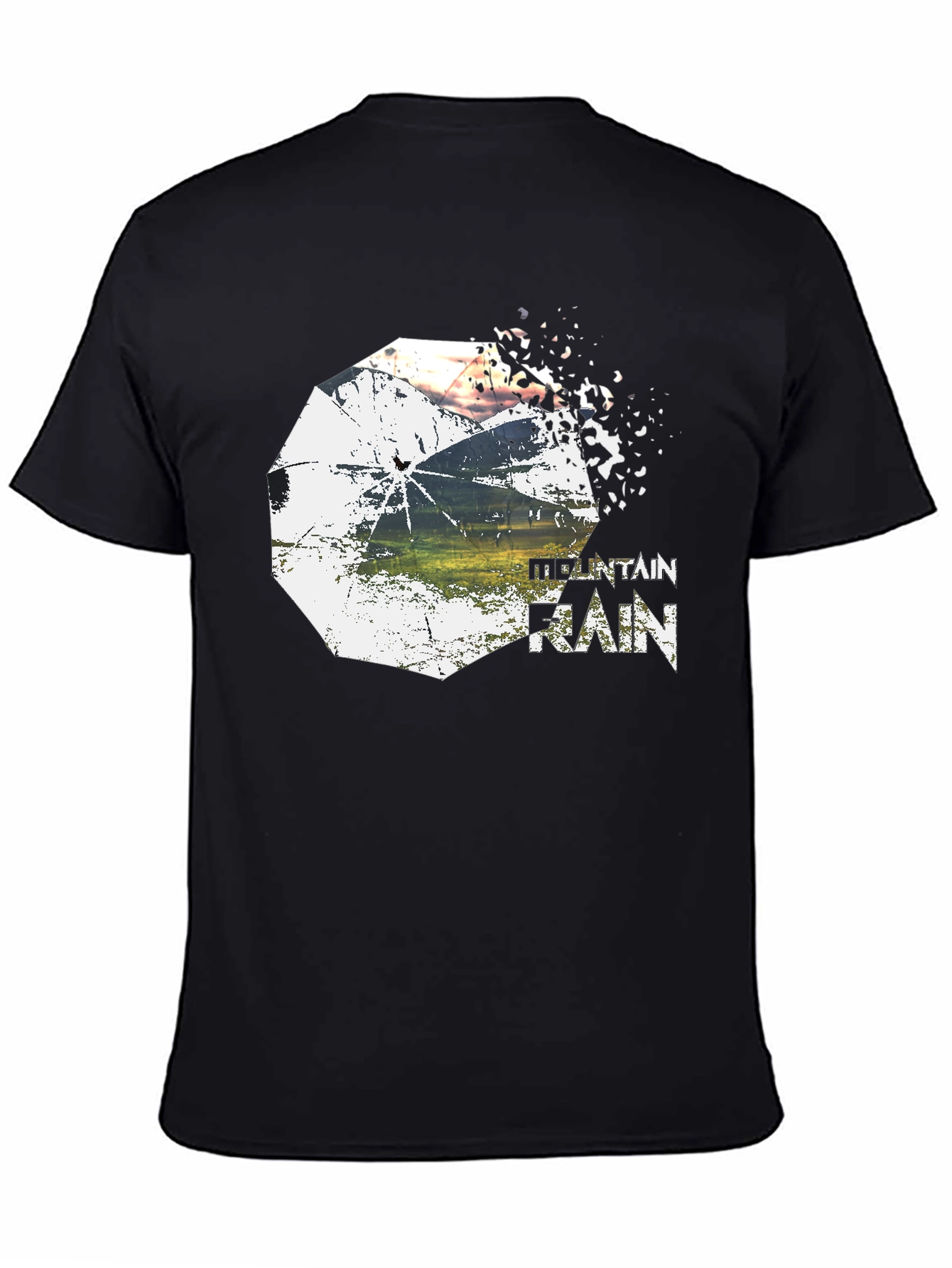 Mountain Rain Graphic Tee - Stylish Black T-Shirt