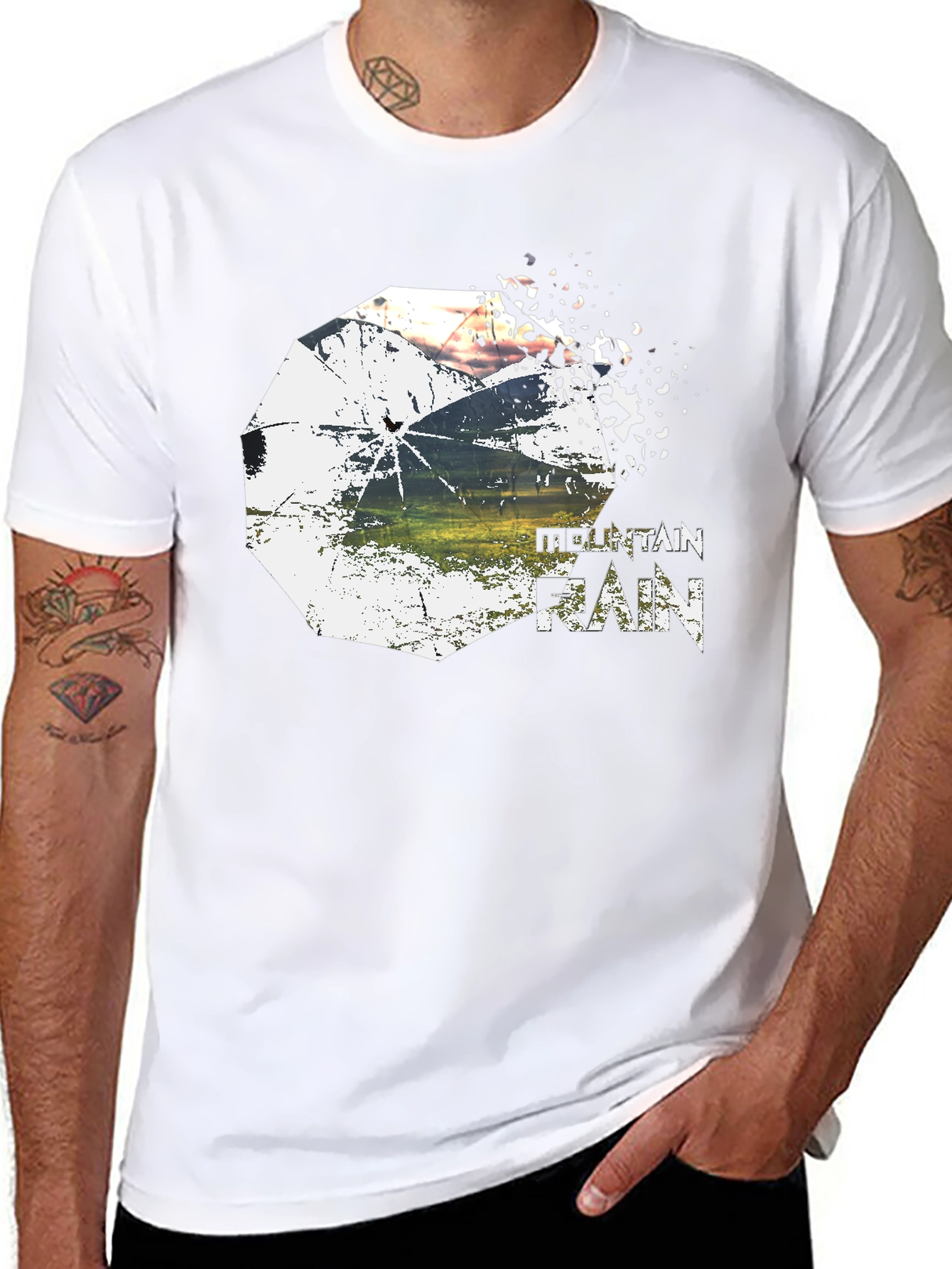 Mountain Rain Graphic Tee - Stylish Black T-Shirt
