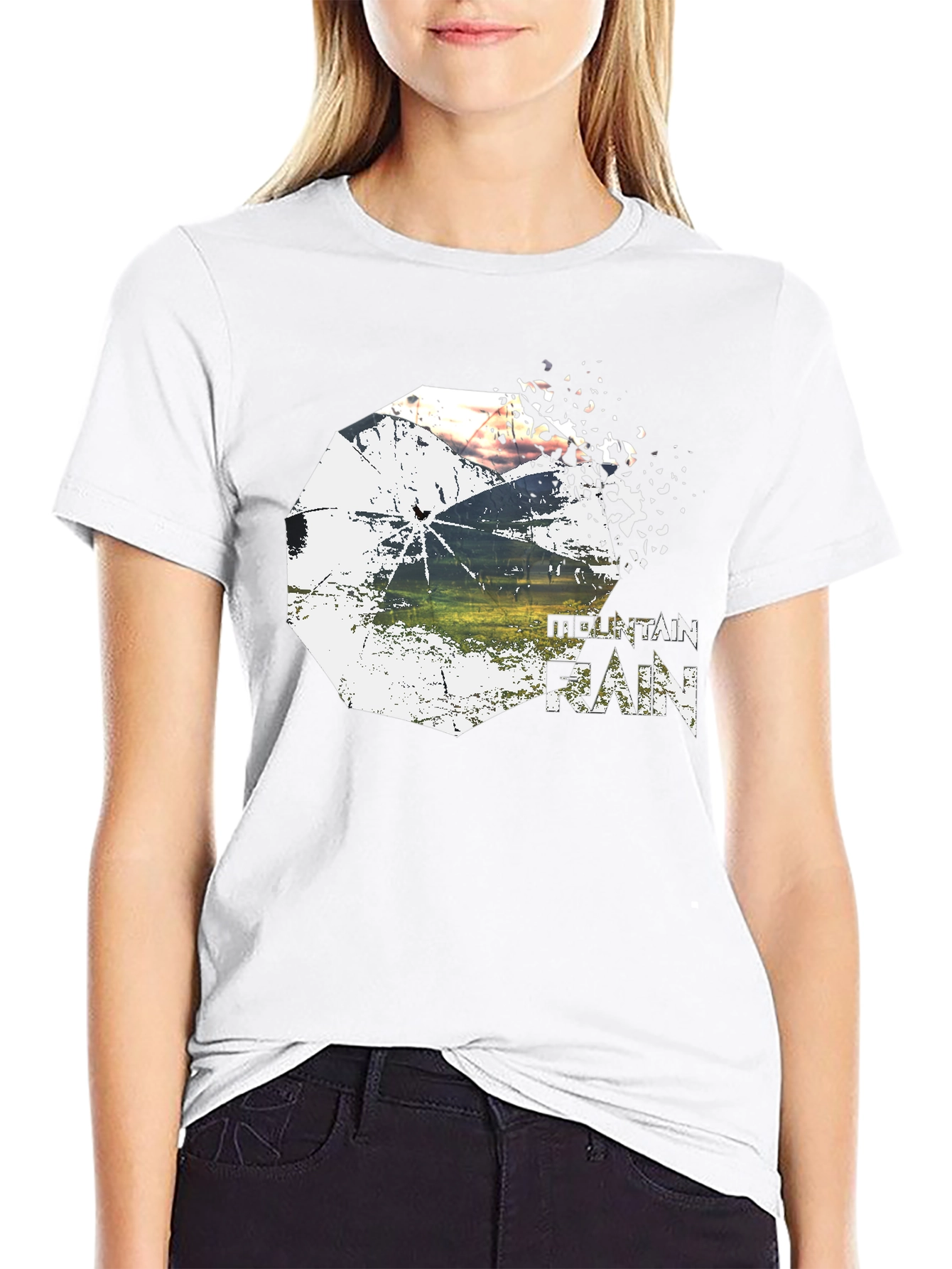 Mountain Rain Graphic Tee - Stylish Black T-Shirt
