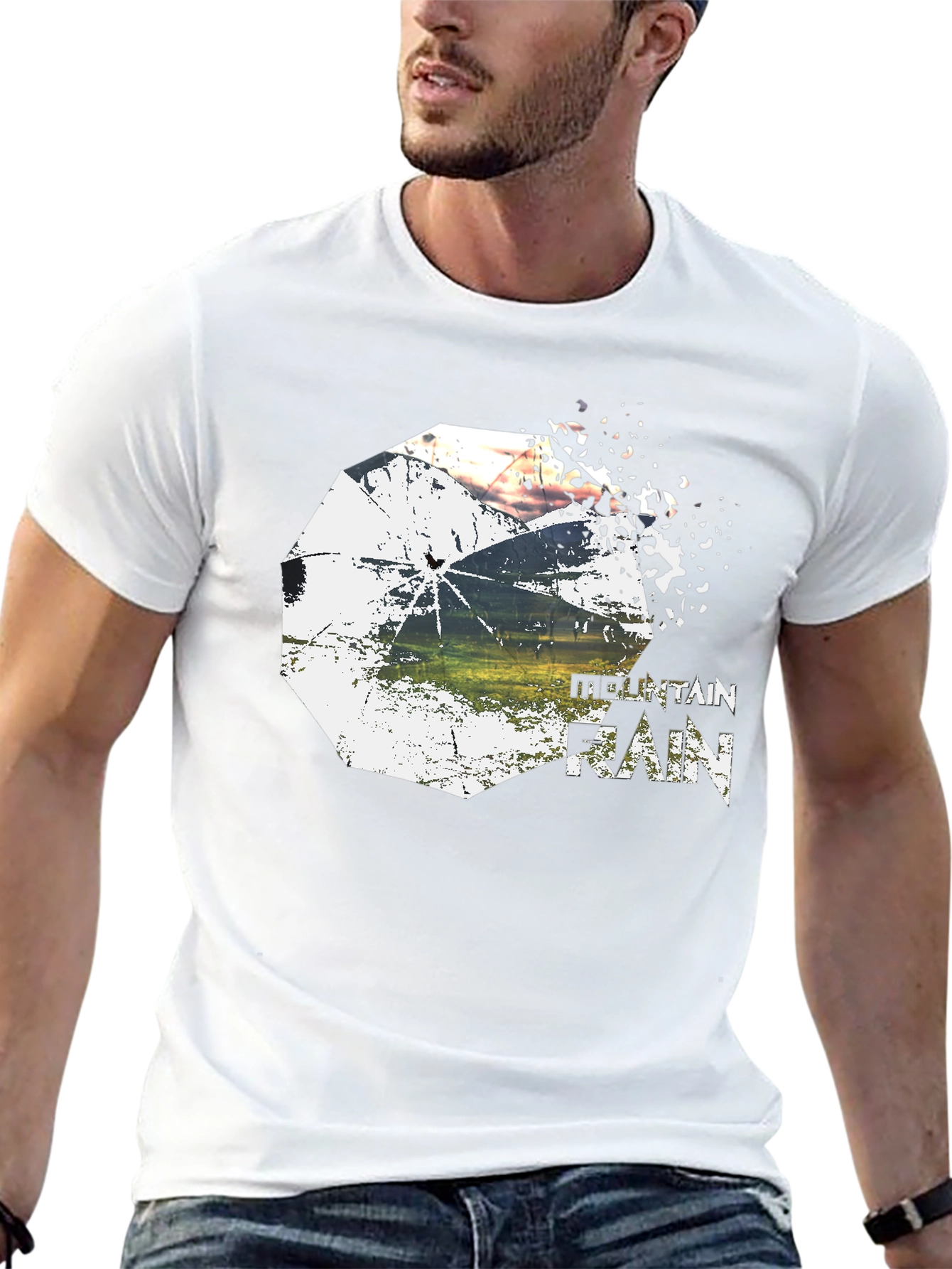 Mountain Rain Graphic Tee - Stylish Black T-Shirt