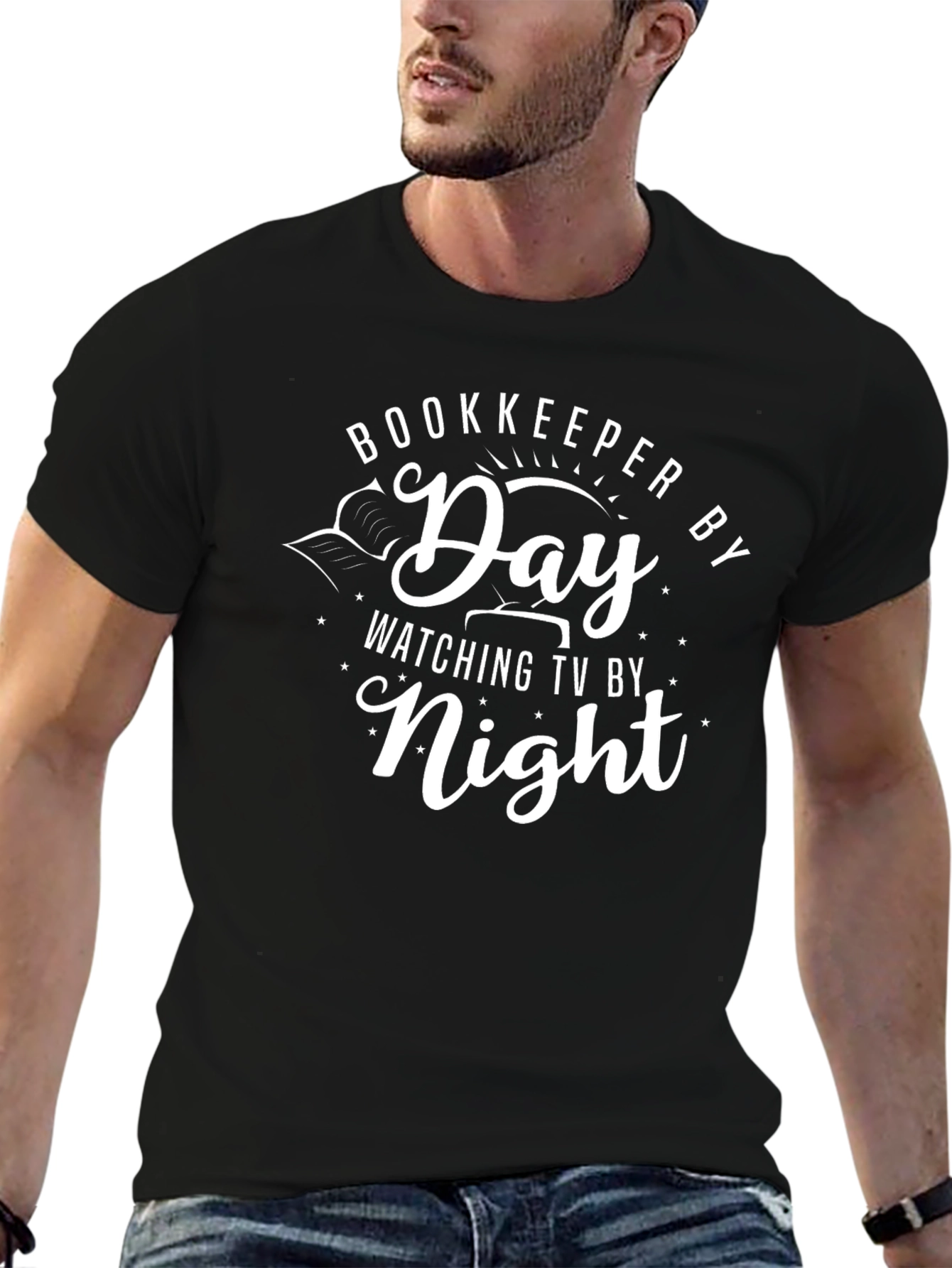Bookkeeper Day TV Night Black Graphic T-Shirt